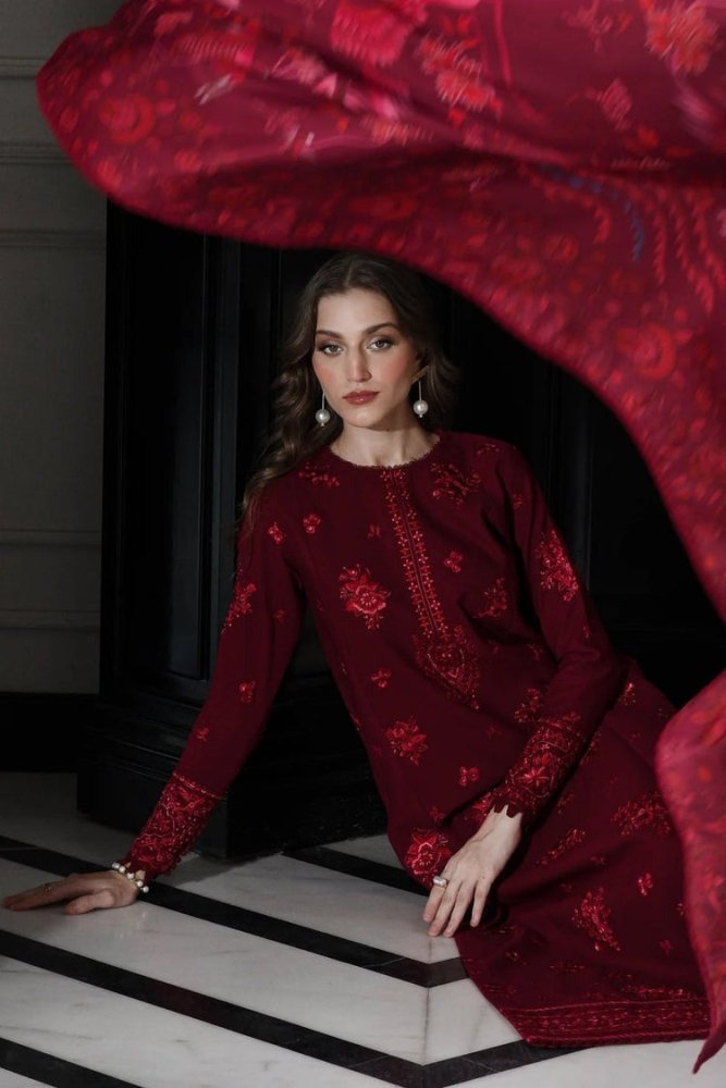 ZN1238 UNSTITCHED SUMMER BATIK - 3PC LAWN EMBROIDERED SHIRT WITH DUPPATTA & TROUSER - ZoniyaClothing