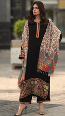 ZN1239 Winter asim jofa - 3PC DHANAK EMBROIDERED SHIRT WITH DHANAK AND TROUSER - BIC - R - ZoniyaClothing