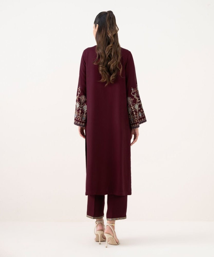 ZN1241 UNSTITCHED WINTER BATIK - 3PC DHANAK EMBROIDERED SHIRT WITH SHAWL & TROUSER - ZoniyaClothing