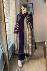 ZN1248 Unstitched Velvet Dress with Printed Dhanak Shawl - ZoniyaClothing