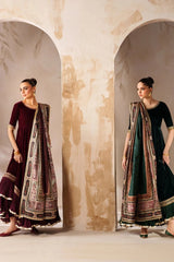 ZN1255 UNSTICHED BAROQUE EMBROIDERED VELVET PR - ZoniyaClothing