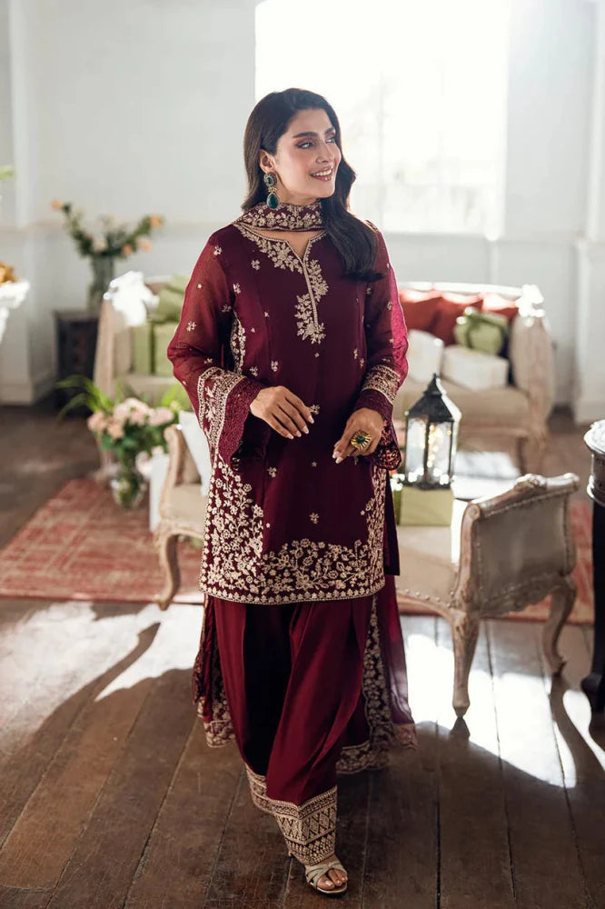 ZN1263 SUMMER Azure 3pc unstitched LAWN Emb with Emb chiffon duppata - ZoniyaClothing
