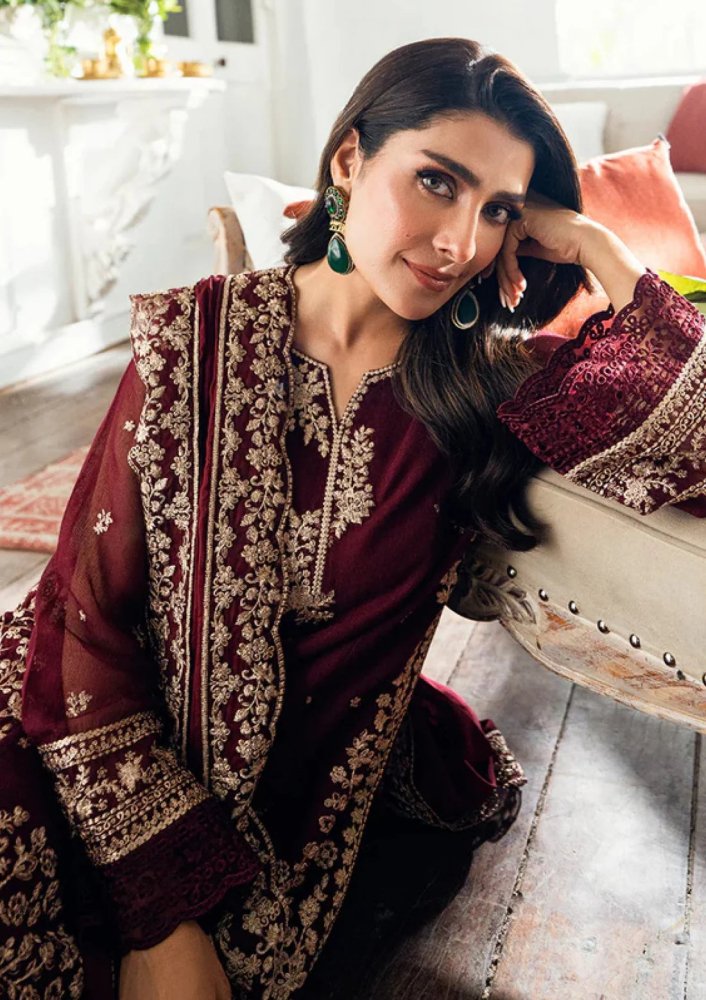 ZN1263 SUMMER Azure 3pc unstitched LAWN Emb with Emb chiffon duppata - ZoniyaClothing