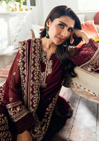 ZN1263 SUMMER Azure 3pc unstitched LAWN Emb with Emb chiffon duppata - ZoniyaClothing
