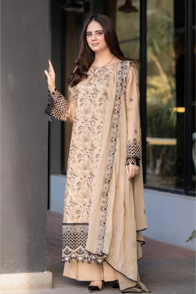 ZN1270 3PC LAWN EMBROIDERED UNSTITCHED DRESS - ZoniyaClothing