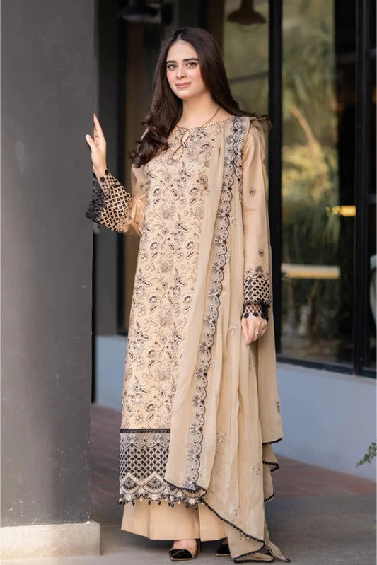 ZN1270 3PC LAWN EMBROIDERED UNSTITCHED DRESS - ZoniyaClothing