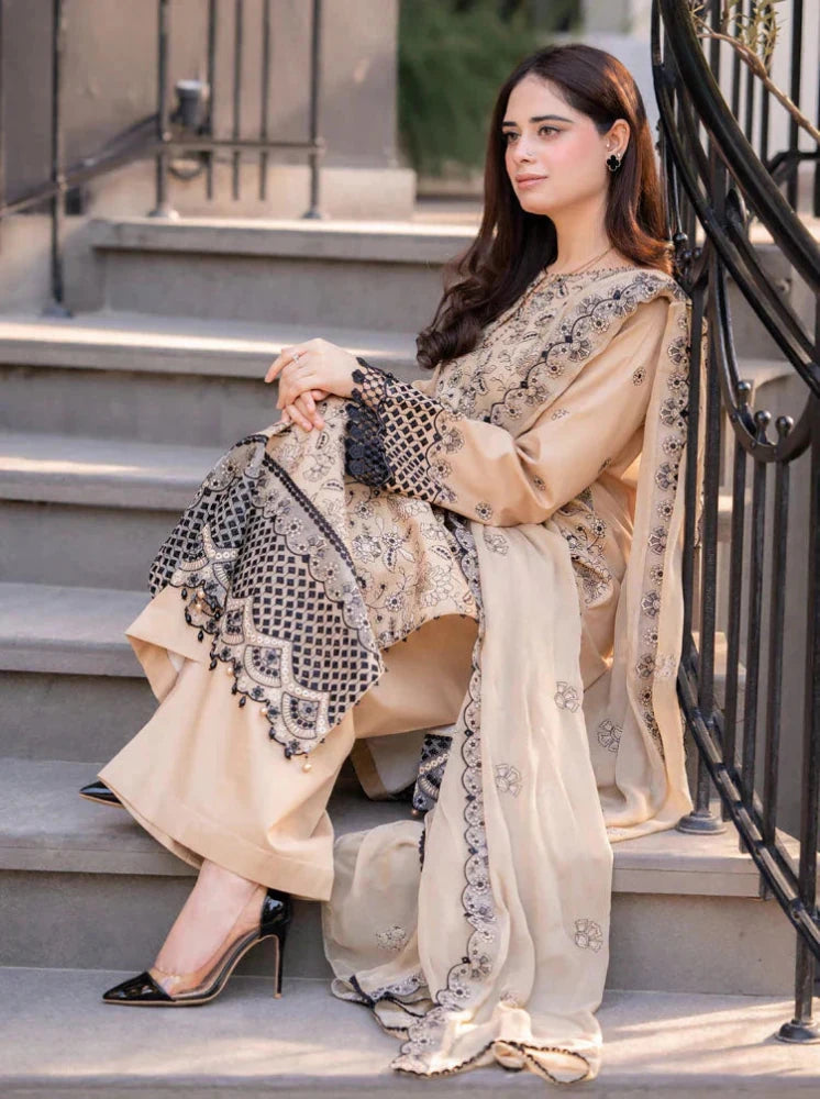 ZN1270 3PC LAWN EMBROIDERED UNSTITCHED DRESS - ZoniyaClothing