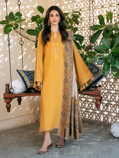 ZN1280 - 3PC Lawn Heavy Embroidered Shirt With Printed Bamber Dupatta - ZoniyaClothing