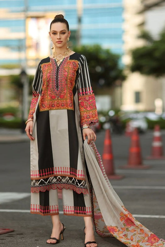ZN1283 3 - PC Unstitched Printed Lawn Collection AG6 - 06 - ZoniyaClothing