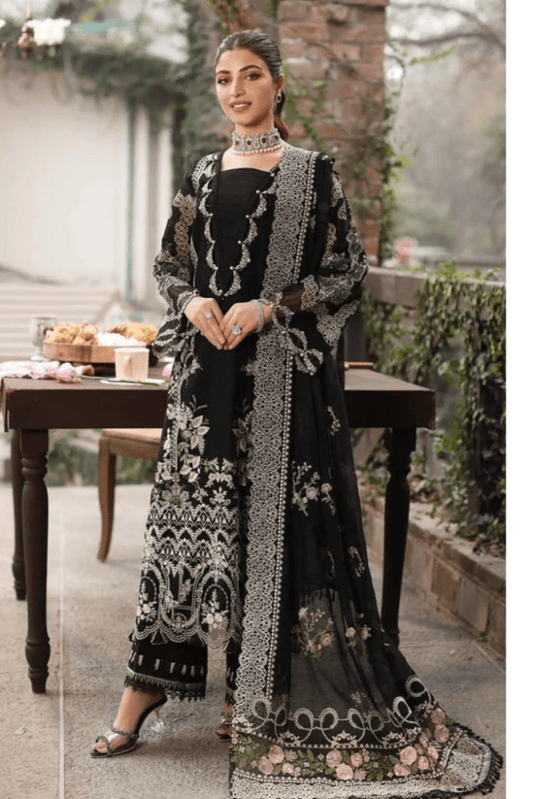 ZN1296 Luxury 3PC Lawn Unstitched Summer Dress With Emb Chiffon Dupatta - ZoniyaClothing