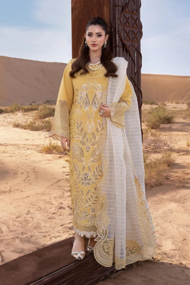 ZN1303 RANG RASIYA - 3PC LAWN EMBROIDERED SHIRT WITH NET EMBROIDERED DUPATTA - ZoniyaClothing