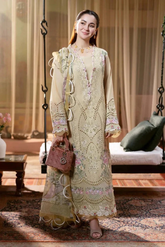 ZN1304 JADE - 3PC LAWN CHIKANKARI EMB SHIRT WITH CHIFFON PRINTED DUPATTA - ZoniyaClothing