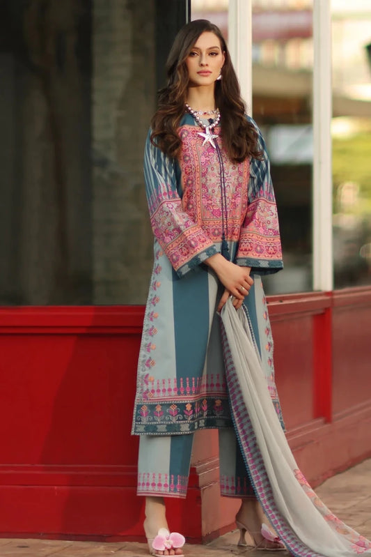ZN1309 3 - PC Unstitched Embroidered Lawn Collection AG6 - 04 - ZoniyaClothing