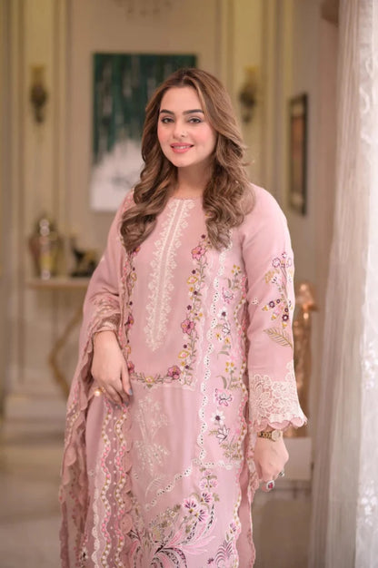 ZN1309 ANEELAS - 3PC LAWN EMBROIDERED SHIRT WITH LAWN EMB CHIFFON DUPATTA - ZoniyaClothing