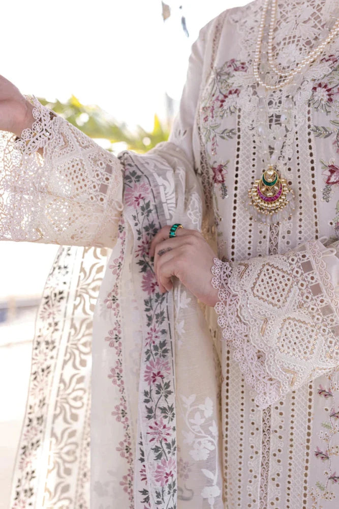 ZN1316 QALAMKAR - 3PC LAWN CHIKANKAARI EMBROIDERED SHIRT WITH ORGANZA EMBROIDERED DUPATTA AND TROUSER - ZoniyaClothing