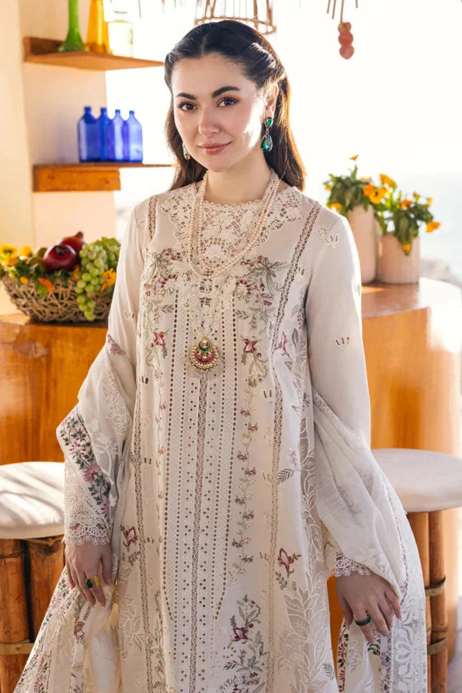 ZN1316 QALAMKAR - 3PC LAWN CHIKANKAARI EMBROIDERED SHIRT WITH ORGANZA EMBROIDERED DUPATTA AND TROUSER - ZoniyaClothing