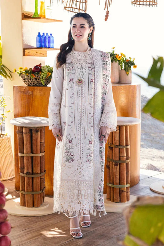 ZN1316 QALAMKAR - 3PC LAWN CHIKANKAARI EMBROIDERED SHIRT WITH ORGANZA EMBROIDERED DUPATTA AND TROUSER - ZoniyaClothing