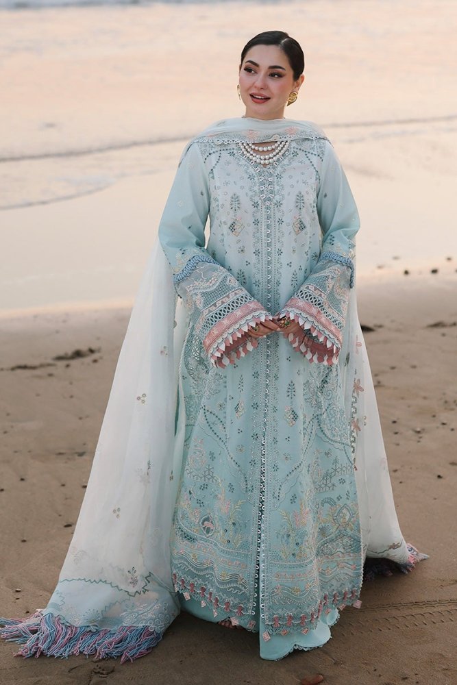 ZN1321 QALAMKAR - 3PC LAWN CHIKANKAARI EMBROIDERED SHIRT WITH ORGANZA EMBROIDERED DUPATTA AND TROUSER - ZoniyaClothing