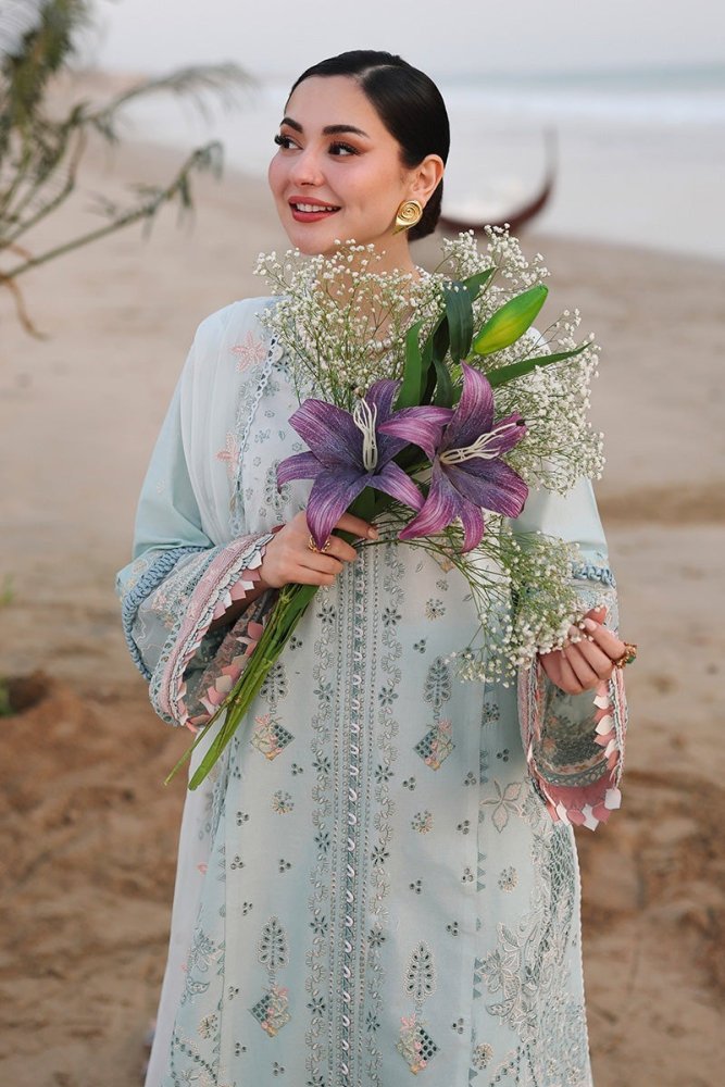 ZN1321 QALAMKAR - 3PC LAWN CHIKANKAARI EMBROIDERED SHIRT WITH ORGANZA EMBROIDERED DUPATTA AND TROUSER - ZoniyaClothing