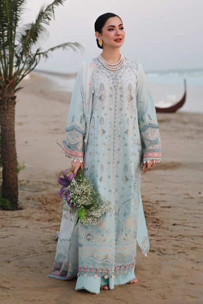 ZN1321 QALAMKAR - 3PC LAWN CHIKANKAARI EMBROIDERED SHIRT WITH ORGANZA EMBROIDERED DUPATTA AND TROUSER - ZoniyaClothing