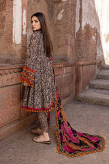 ZN206 - 3PC Lawn Printed Shirt With Patches & Bamber Chiffon Printed Dupatta - ZoniyaClothing