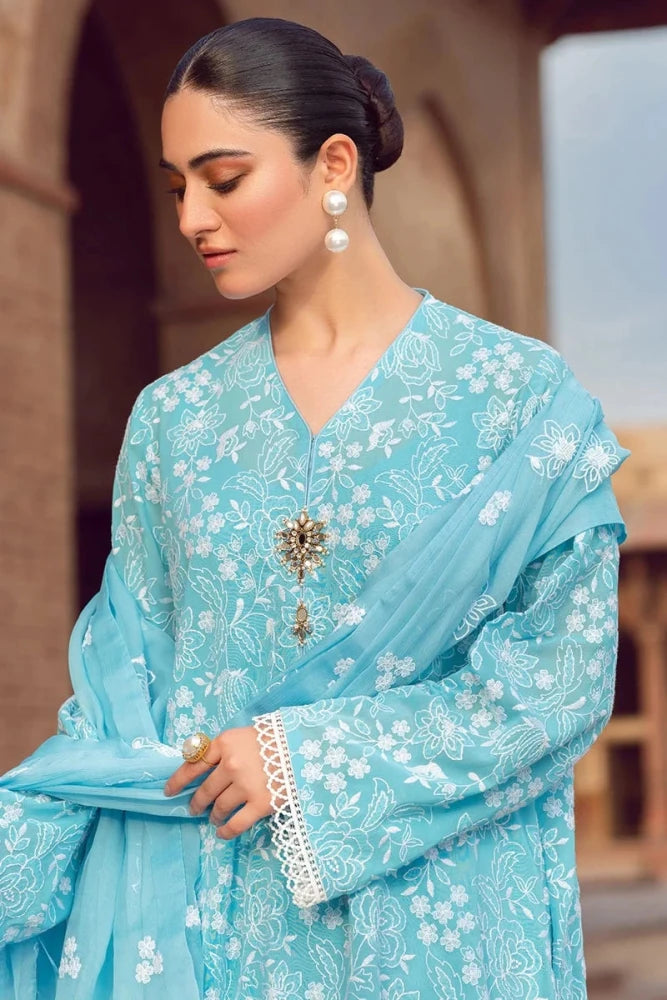 ZN209 - Bareeze - Embroidered 3pc lawn dress with embroidered chiffon dupatta - ZoniyaClothing