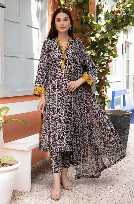 ZN278 - 3 Piece Unstitched Digital Printed Airjet Lawn Suit - ZoniyaClothing