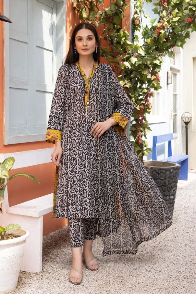 ZN278 - 3 Piece Unstitched Digital Printed Airjet Lawn Suit - ZoniyaClothing