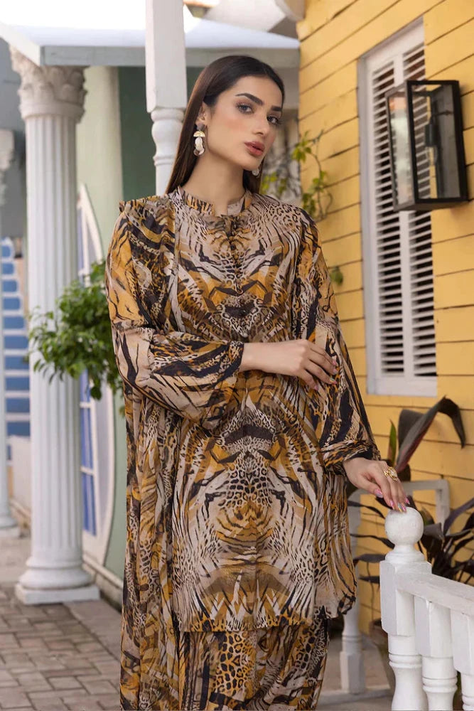 ZN285 - 3Pc Digital Printed Lawn Shirt With Printed Lawn Trouser and Chiffon Dupatta - ZoniyaClothing