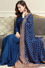 ZN408 - WINTER Linen Suit with Heavy Embroidered Linen Shawl - ZoniyaClothing