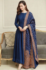 ZN408 - WINTER Linen Suit with Heavy Embroidered Linen Shawl - ZoniyaClothing