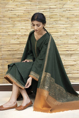 ZN411 - WINTER 3PC Dhanak suit with Printed Shawll - ZoniyaClothing