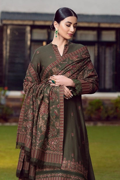 ZN415 - WINTER Embroidered Dhanak Suit with Heavy Embroidered Dhanak Shawl - ZoniyaClothing