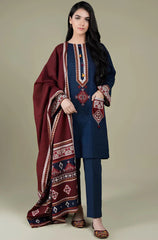 ZN416 - WINTER 3PC Linen Embroidered suit with Printed Shawll - ZoniyaClothing