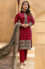 ZN425-WINTER 3Pc Stuff Dhannak suit heavy Embroidery