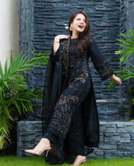 ZN515 - WINTER NISA - 3PC Khaddar Dhanak Embroidered Shirt With Chiffon Embroidered Dupatta - ZoniyaClothing