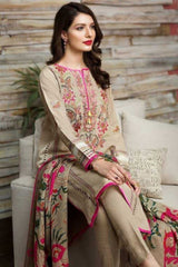 ZN525 - WINTER Embroidered khaddar Dhanak 3pc With Wool Shaw - ZoniyaClothing