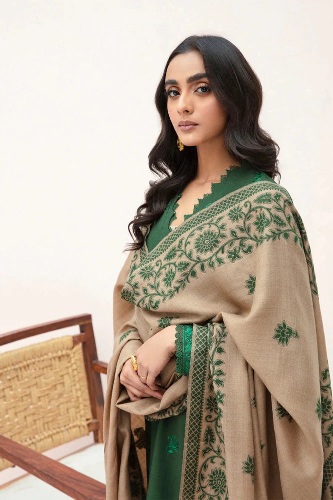 ZN553 - 3PC Winter Dhanak Embroidered suit with Printed Shawll - ZoniyaClothing