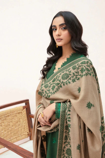 ZN553 - 3PC Winter Dhanak Embroidered suit with Printed Shawll - ZoniyaClothing