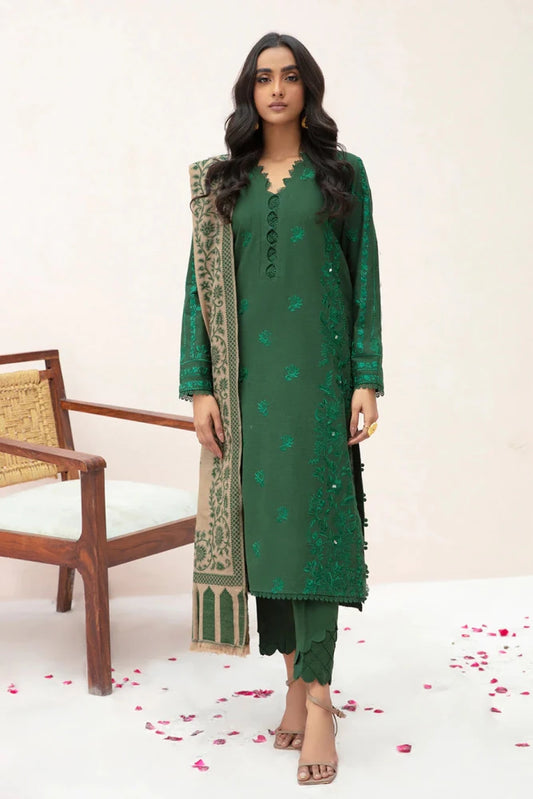 ZN553 - 3PC Winter Dhanak Embroidered suit with Printed Shawll - ZoniyaClothing