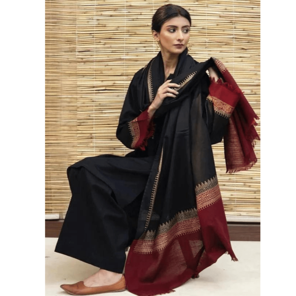 ZN555 - 3PC Winter Dhanak suit with Embroidered Shawll - ZoniyaClothing