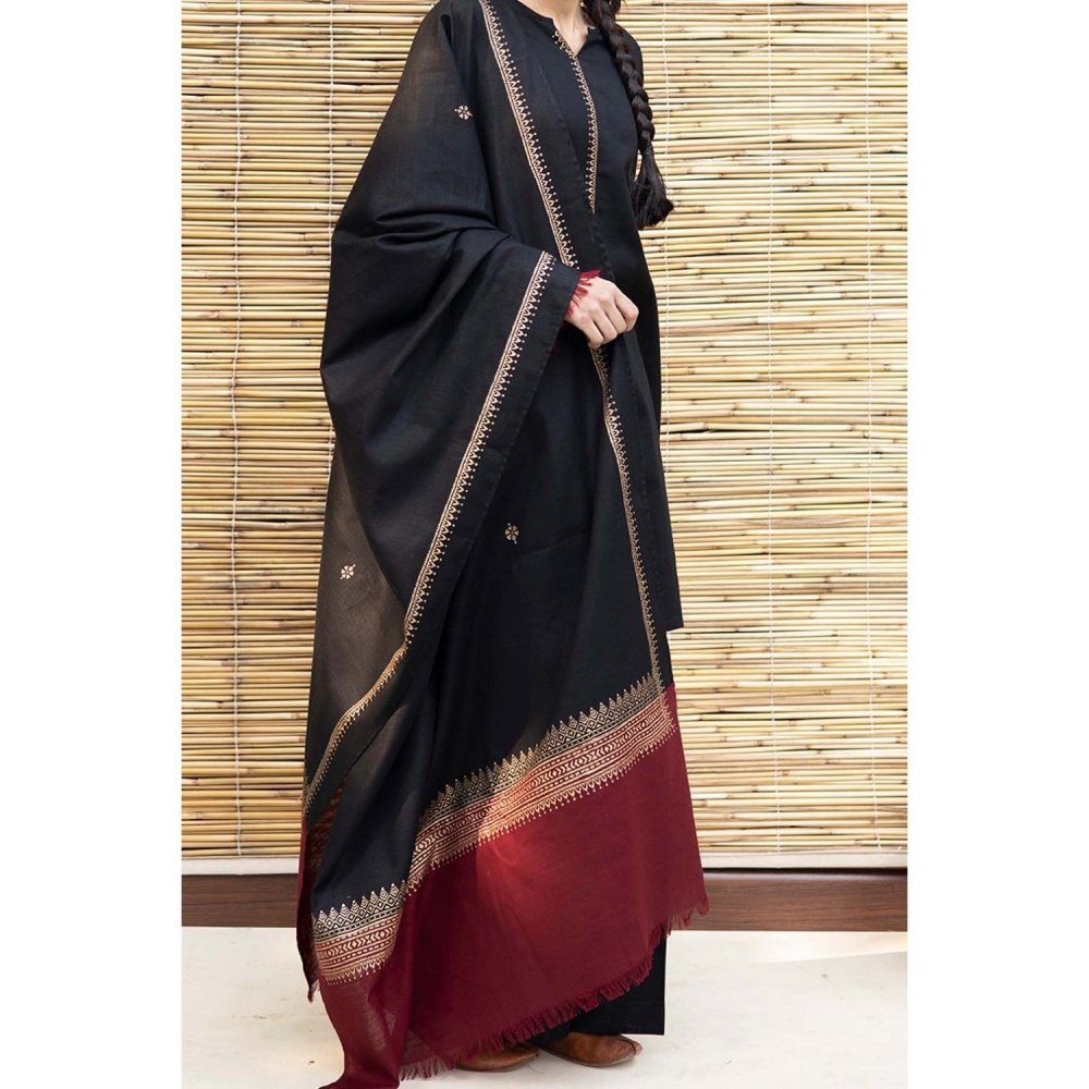 ZN555 - 3PC Winter Dhanak suit with Embroidered Shawll - ZoniyaClothing