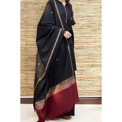 ZN555 - 3PC Winter Dhanak suit with Embroidered Shawll - ZoniyaClothing