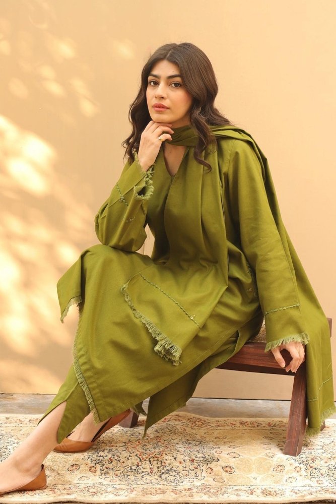 ZN564 - Asling Winter 3PC Dhanak Embroidered Suit with Dhanak Embroidered Shawll - ZoniyaClothing