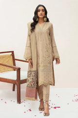 ZN574 - WINTER 3PC Dhanak Embroidered suit with Printed Shawll - ZoniyaClothing