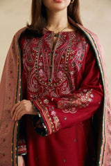 ZN602 - WINTER 3 - Pc Embroidered Dhanak Suit with Heavy Embroidered Dhanak Shawll - ZoniyaClothing