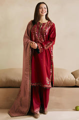ZN602-WINTER 3-Pc Embroidered Dhanak Suit with Heavy Embroidered Dhanak Shawll