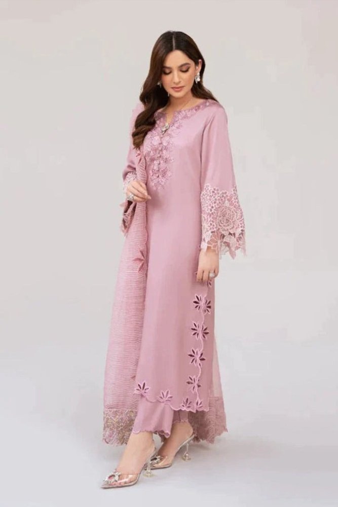 ZN613 - winter Khaddar Unstitched 3 Piece Embroidered Dress with Embroidered Organza Duppatta - ZoniyaClothing