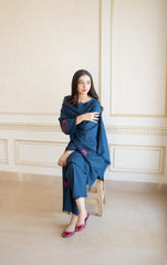 ZN615 - Asling WINTER 3PC Dhanak suit with Embroidered Shawll - ZoniyaClothing