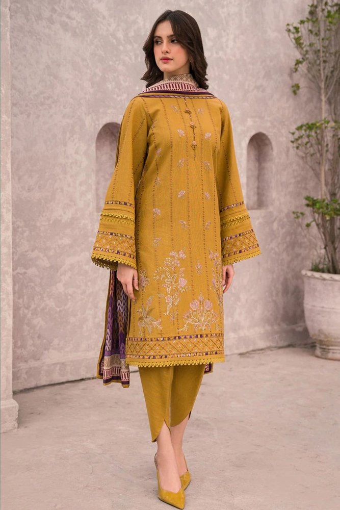 ZN618 - Jazmin WINTER 3PC Dhanak Embroidered suit with Printed Shawll - ZoniyaClothing